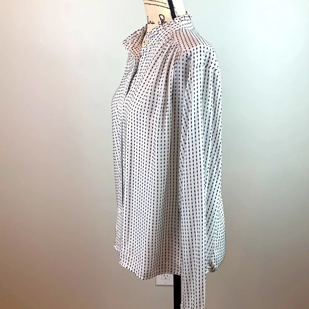 LOFT Striped Ruffle Trim Shirt NWT - Picture 5 of 9